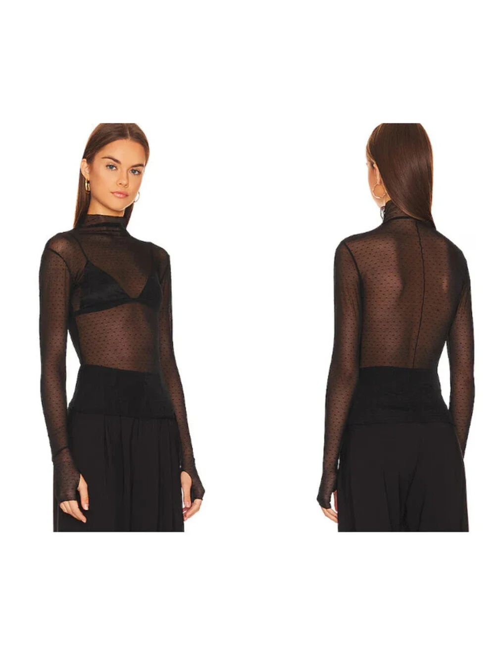 Free People Intimately On the Dot Layering Top black size M NWT